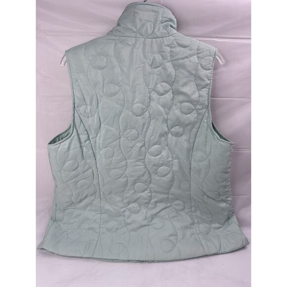 CJ Banks Vest Womens Plus Size 1X Green Quilted Zip Pockets Puffer - Picture 4 of 4